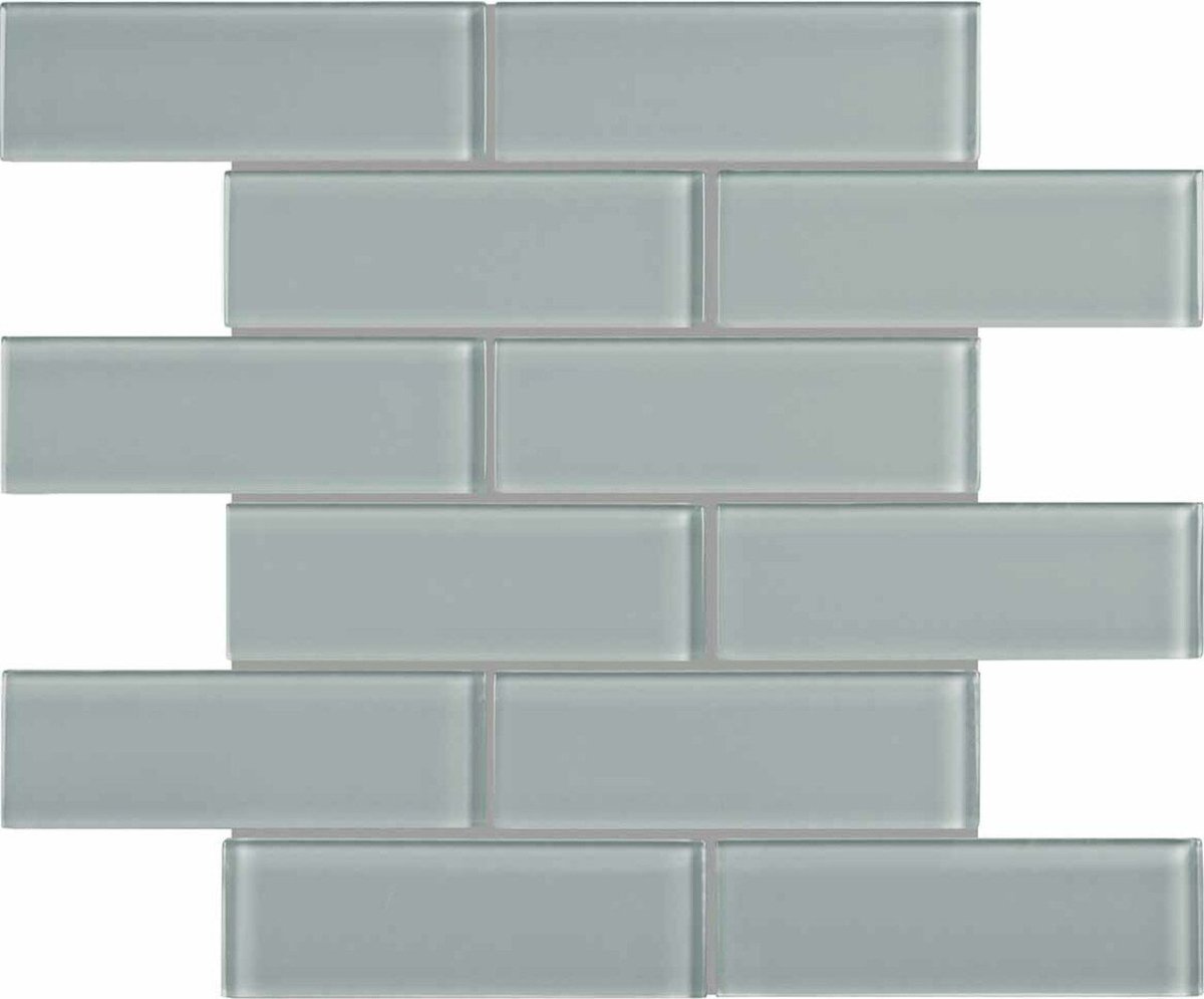 2 x 6 in Element Shadow Brick Glossy Glass Mosaic