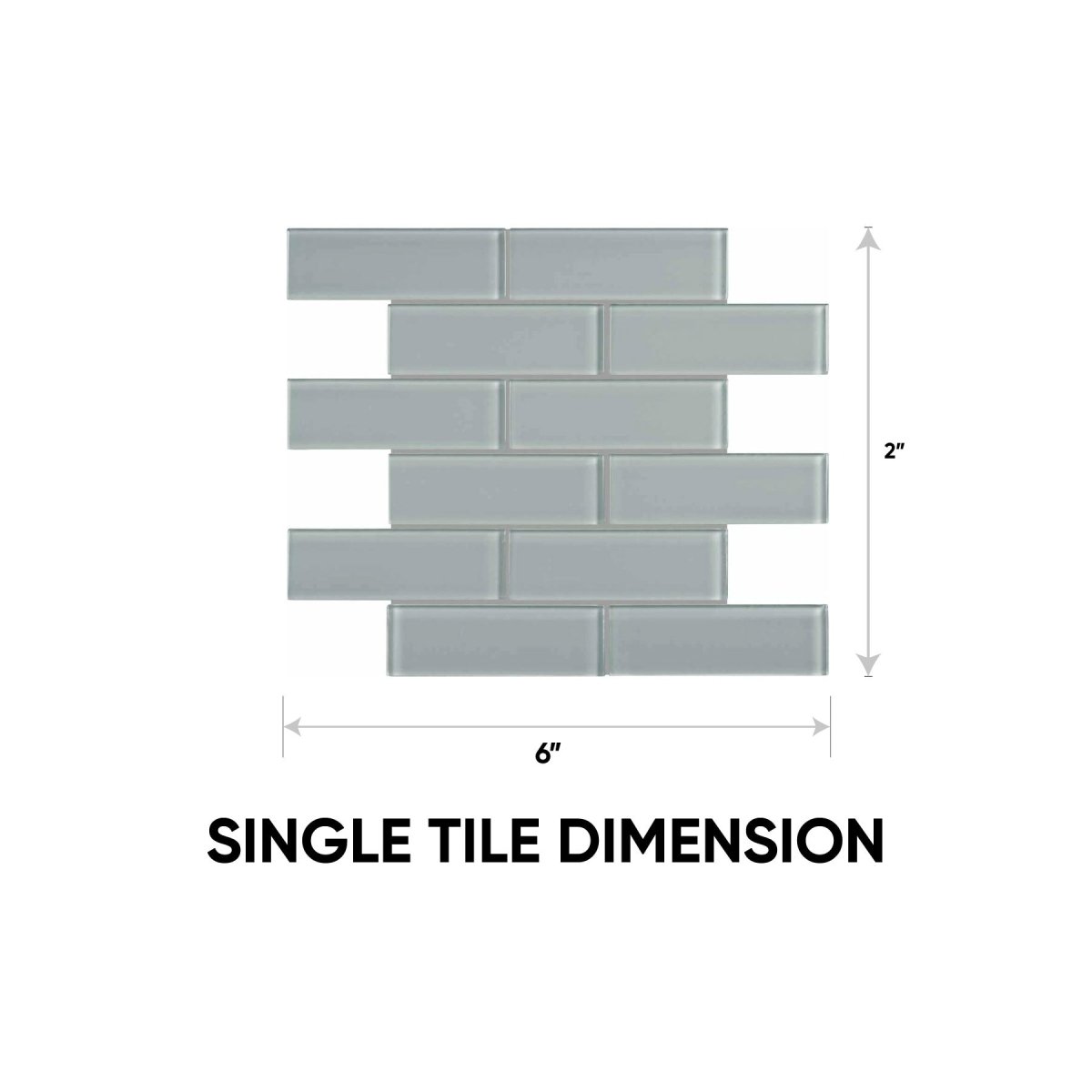 2 x 6 in Element Shadow Brick Glossy Glass Mosaic