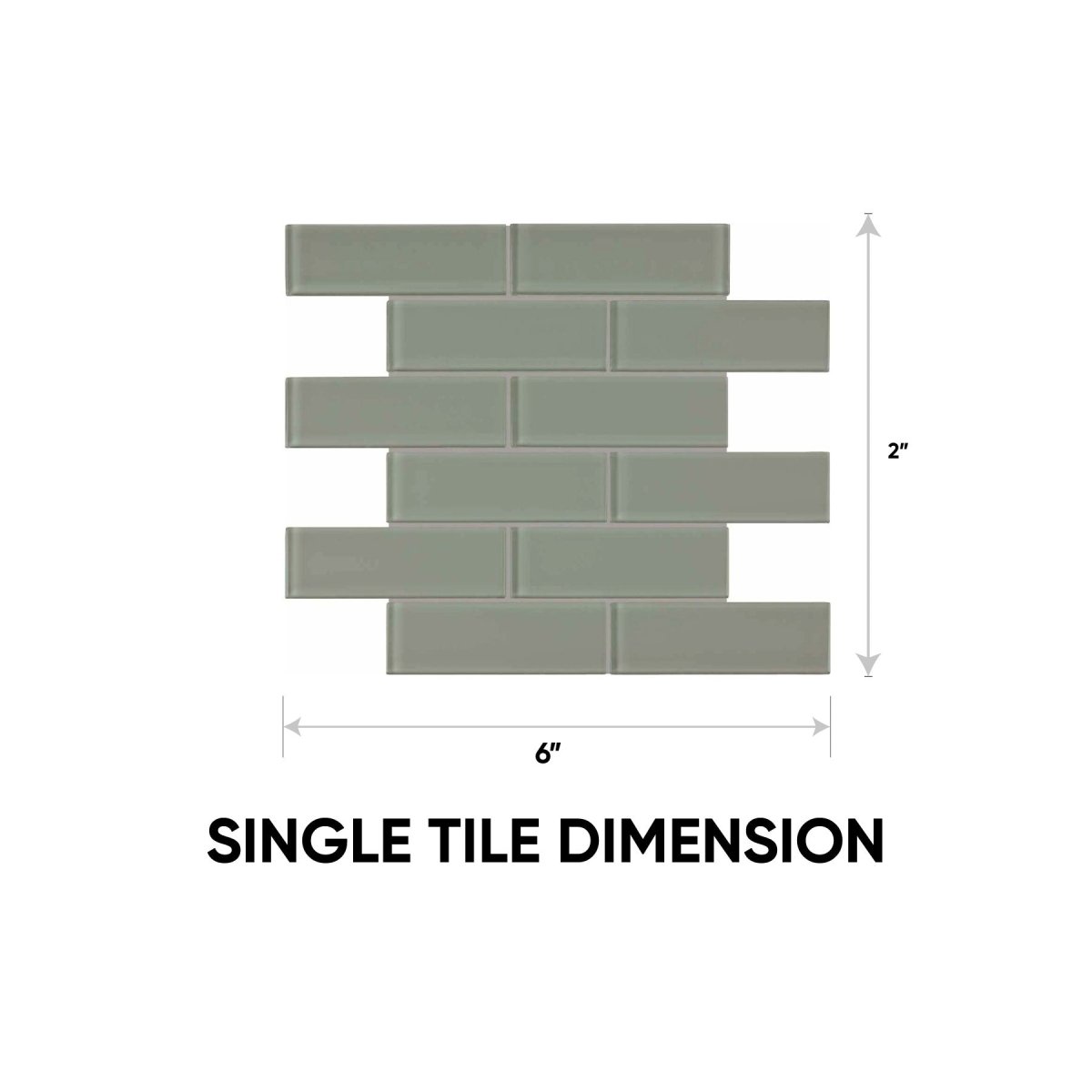 2 x 6 in Element Smoke Brick Glossy Glass Mosaic