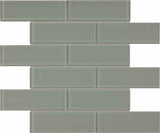 2 x 6 in Element Smoke Brick Glossy Glass Mosaic