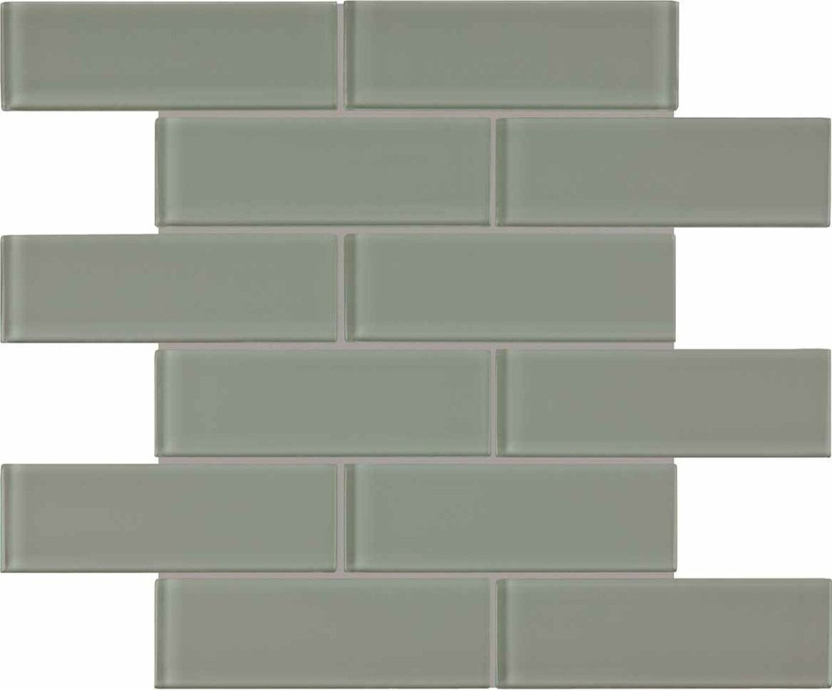 2 x 6 in Element Smoke Brick Glossy Glass Mosaic