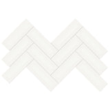 2 X 6 In Herringbone Soho Canvas White Glossy Glazed Porcelain Mosaic