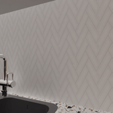 2 X 6 In Herringbone Soho Canvas White Matte Glazed Porcelain Mosaic
