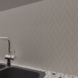 2 X 6 In Herringbone Soho Halo Grey Matte Glazed Porcelain Mosaic