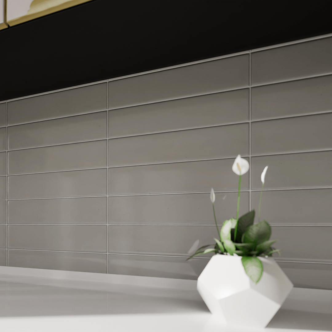 2 x 6 in Soho Canvas White Glossy Glazed Ceramic Bullnose