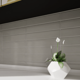 2 x 6 in Soho Canvas White Glossy Glazed Ceramic Bullnose