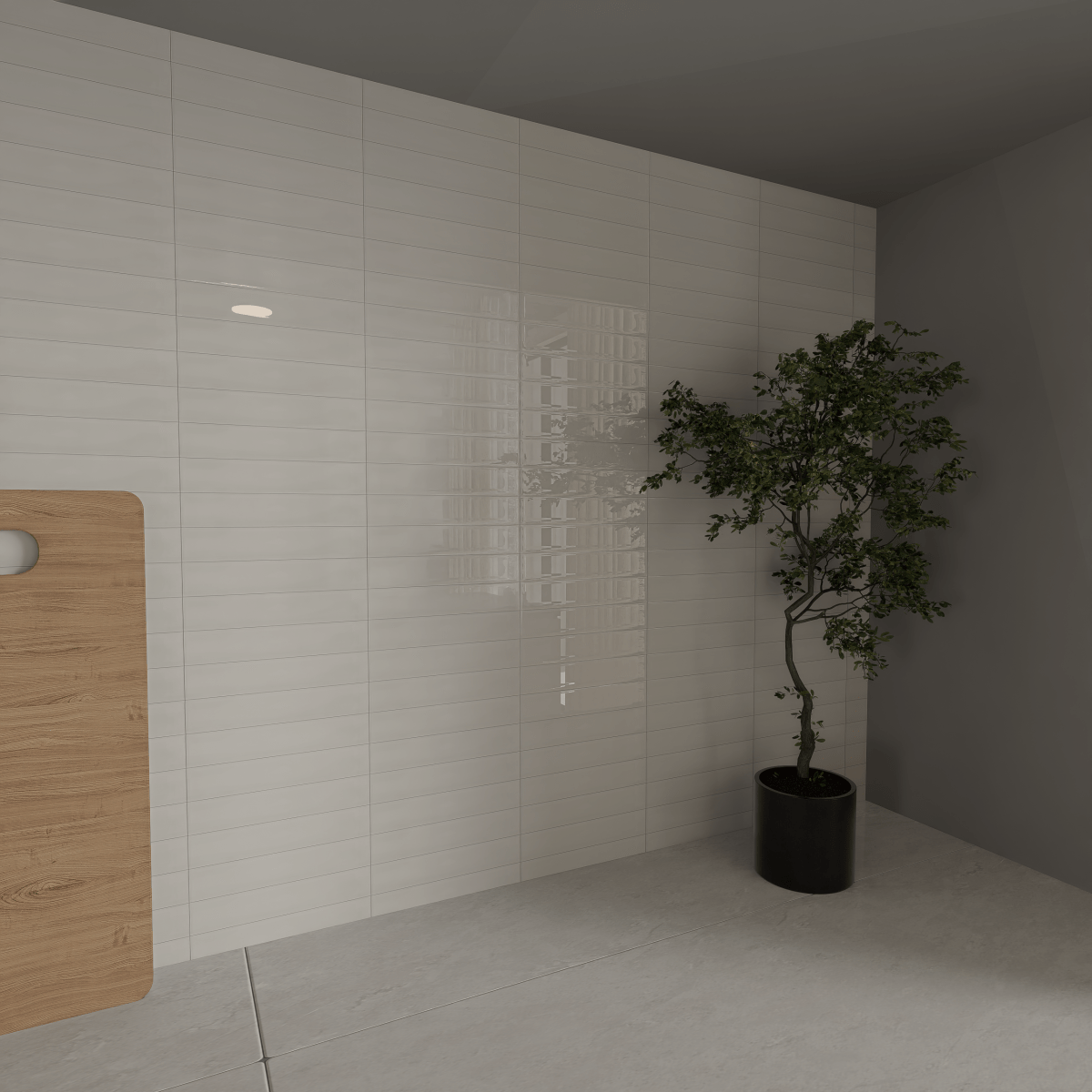 2 x 6 in Soho Halo Grey Glossy Glazed Ceramic Bullnose