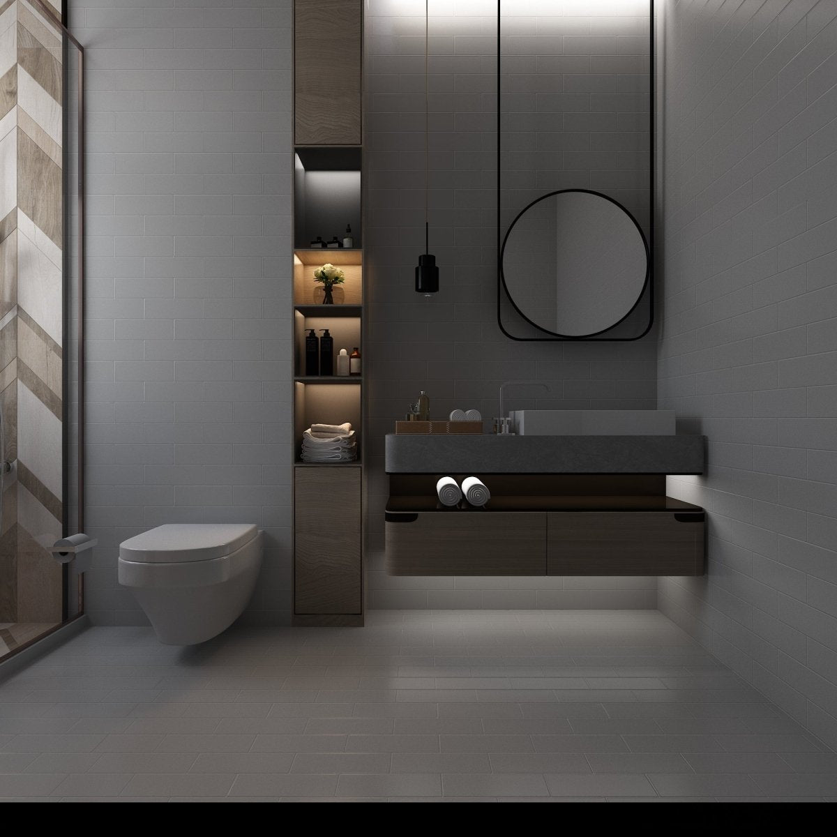 2 x 6 in. Soho Loft Grey Matte Glazed Porcelain Wall Brick Mosaic