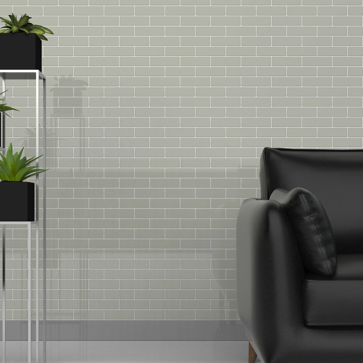 2 x 6 in. Soho Soft Sage Brick Matte Glazed Porcelain Mosaic