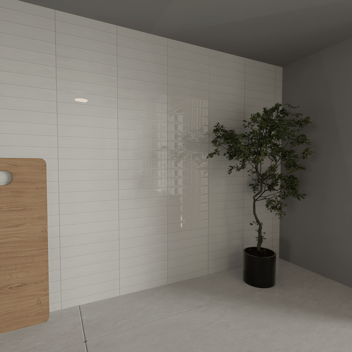 2 x 6 in Soho Vintage Grey Glossy Glazed Ceramic Bullnose