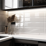 2 x 8 in. Soho Canvas White Glossy Glazed Ceramic Bullnose Trim