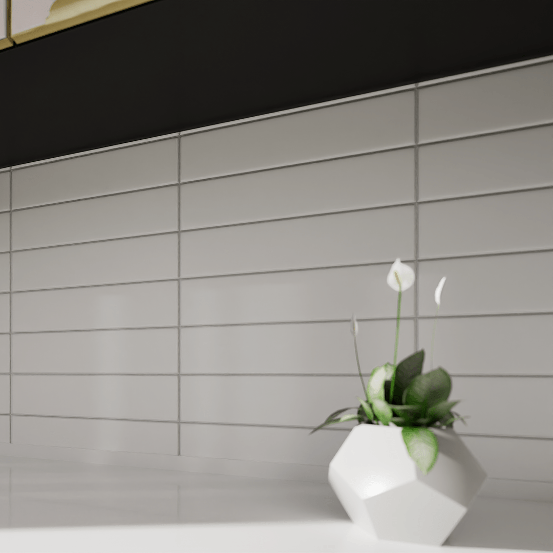 2 X 8 In Soho Canvas White Matte Glazed Ceramic Bullnose