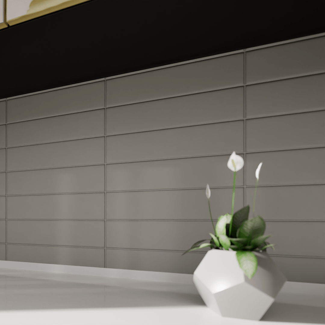 2 X 8 In Soho Cement Chic Matte Glazed Ceramic Bullnose
