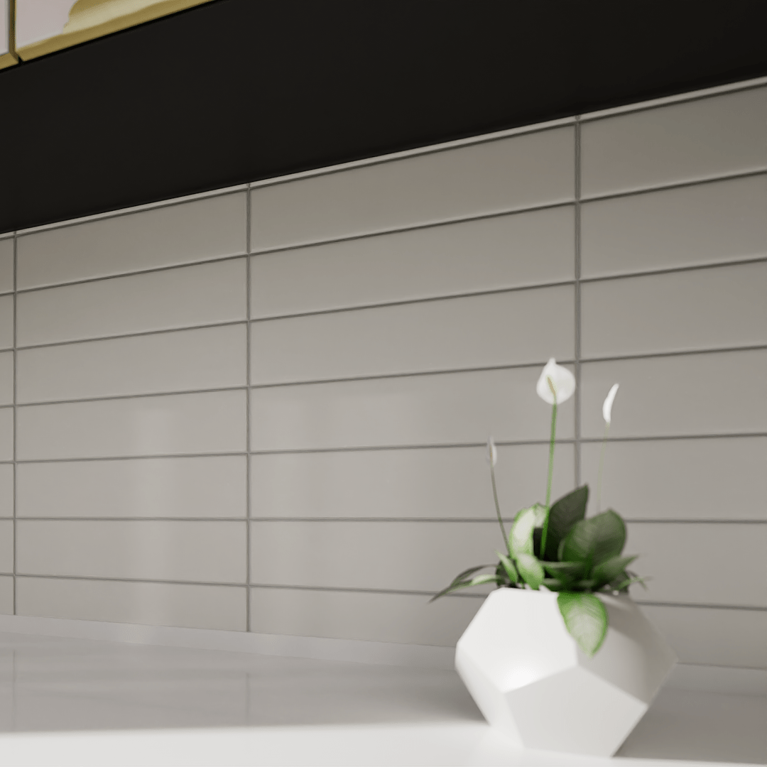 2 X 8 In Soho Halo Grey Matte Glazed Ceramic Bullnose