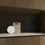 2 X 8 In Soho Retro Black Matte Glazed Ceramic Bullnose