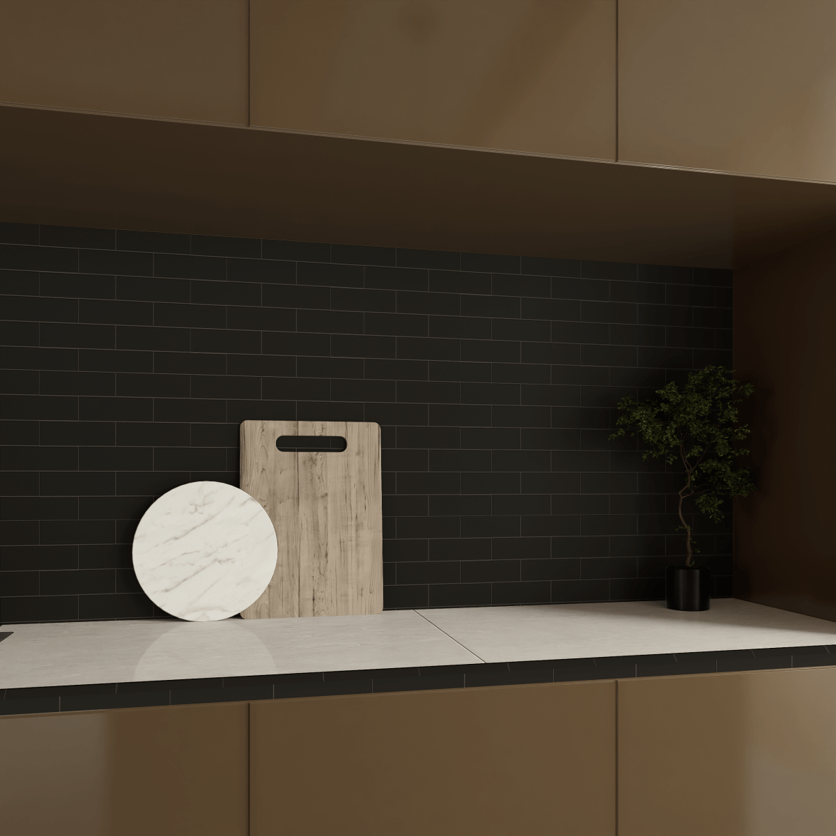 2 X 8 In Soho Retro Black Matte Glazed Ceramic Bullnose