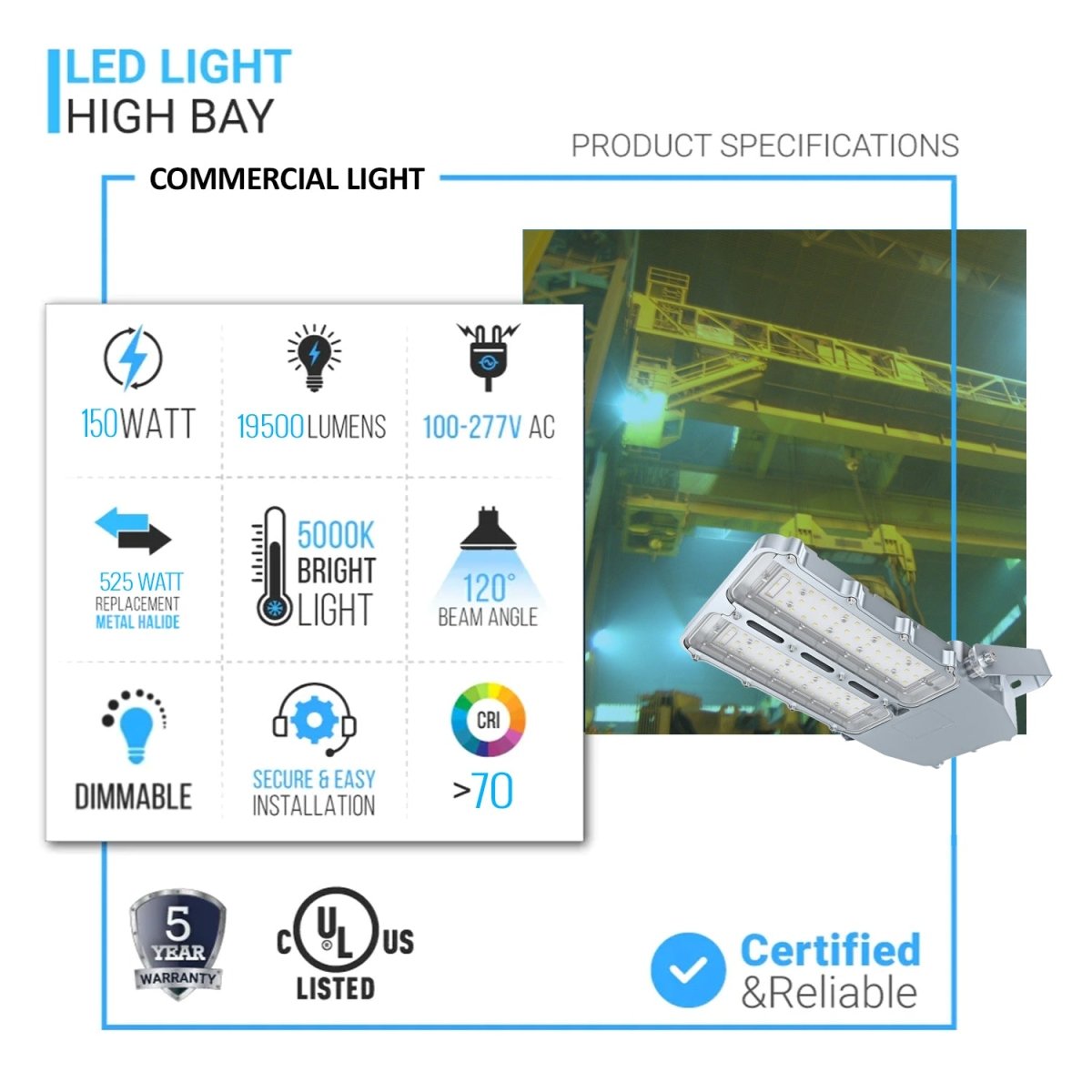 200 Watt LED Explosion Proof Area Light, STA124 Series, Dimmable, 5000K, 26000LM, AC100-277V, IP66, Hazardous Location Lighting Fixtures