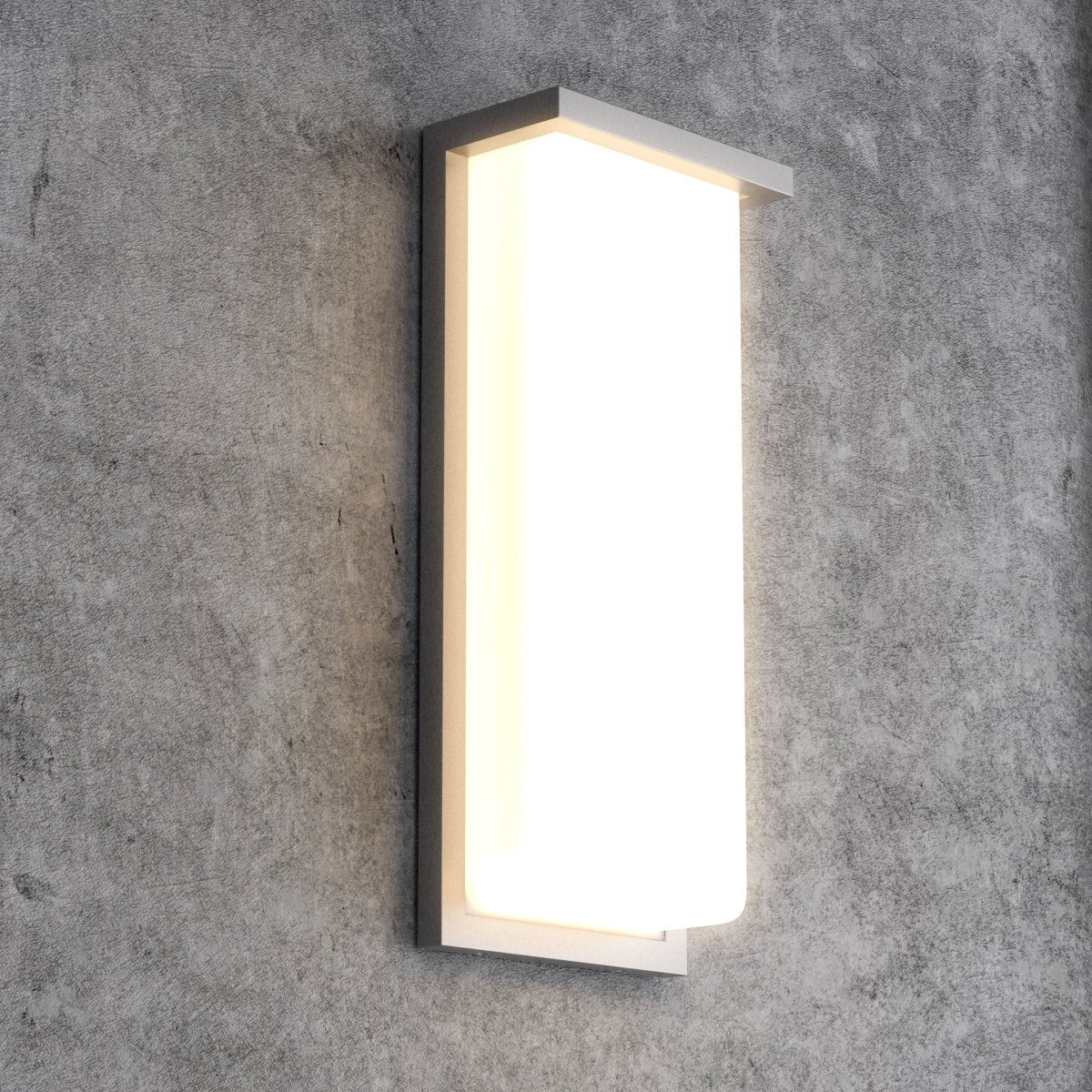 20W Modern LED Outdoor Wall Sconce Light 5000K 600LM White Acrylic Shade, 120-277V Non-Dimmable, ETL Listed, Wet Location, Painted Silver Finish