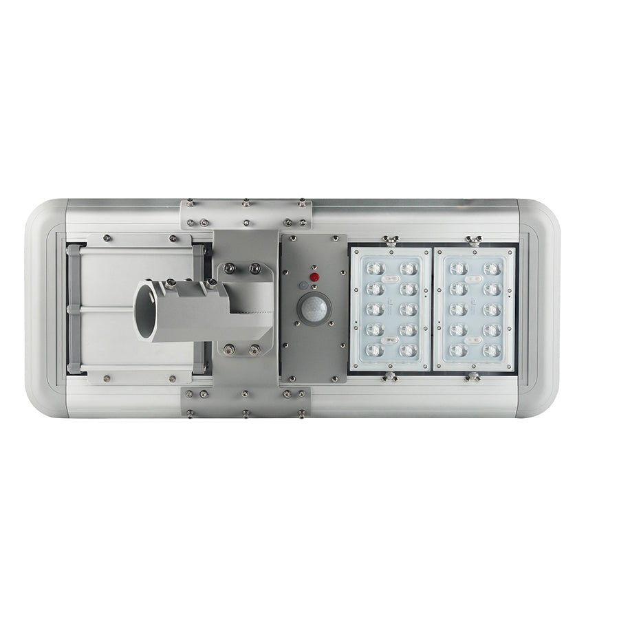 20W Outdoor LED Solar Street Light, 6500K, 2500LM, 18VDC, IP66, Adjustable Mount, Silver