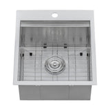 21 x 20 inch RV Workstation Drop-in Topmount Bar Prep Kitchen Sink 16 Gauge Stainless Steel