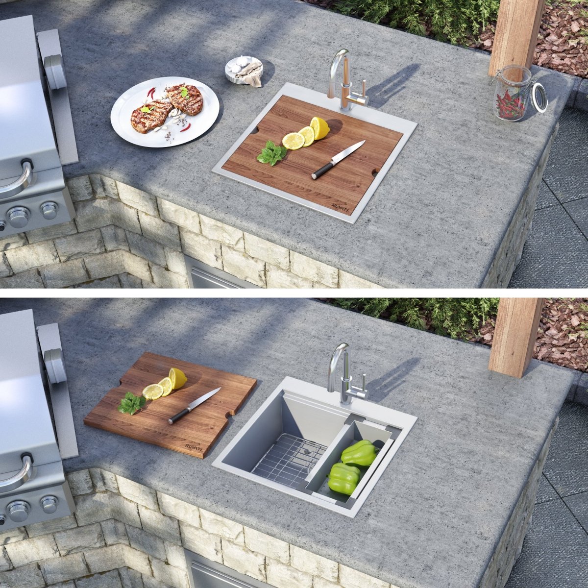 21 x 20 inch RV Workstation Drop-in Topmount Bar Prep Kitchen Sink 16 Gauge Stainless Steel