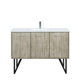 Lancy 48 in. Rustic Acacia  Freestanding Bathroom Vanity with White Quartz Top, White Square Sink, and Monte Chrome Faucet Set