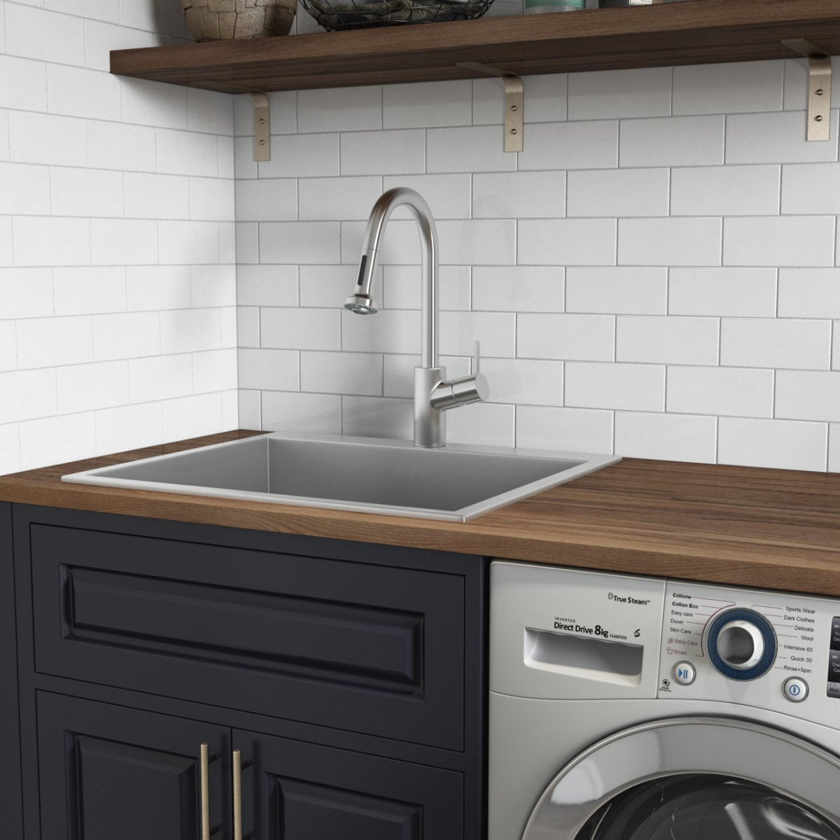 22 Inch Topmount Laundry Deep Utility Sink 16 Gauge Stainless Steel