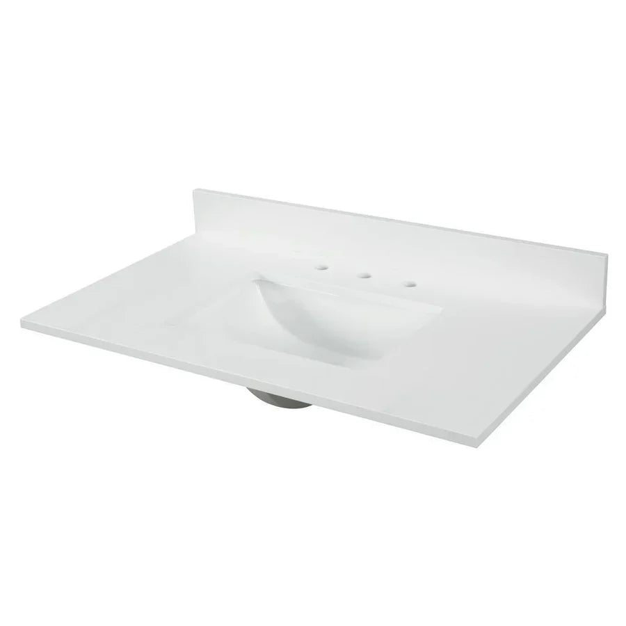 49-in Pure White Quartz Single Sink Bathroom Vanity Top ( Snow White) - 49" x 22" x 3/4"