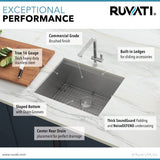 23" Workstation Ledge Bar Prep Kitchen Sink Undermount 16 Gauge Stainless Steel Single Bowl