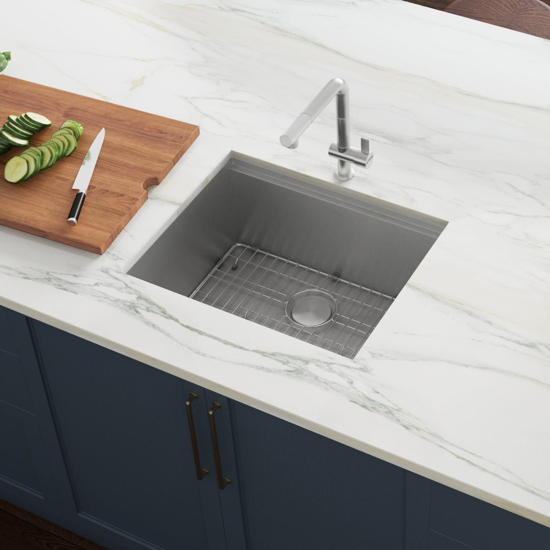 23" Workstation Ledge Bar Prep Kitchen Sink Undermount 16 Gauge Stainless Steel Single Bowl