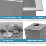 23" Workstation Ledge Bar Prep Kitchen Sink Undermount 16 Gauge Stainless Steel Single Bowl