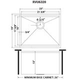 23" x 19" x 13" Deep Laundry Utility Workstation Sink Undermount 16 Gauge