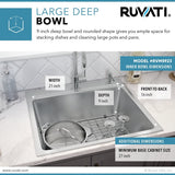 23 x 20 inch Drop-in Topmount Kitchen Sink 16 Gauge Stainless Steel Single Bowl