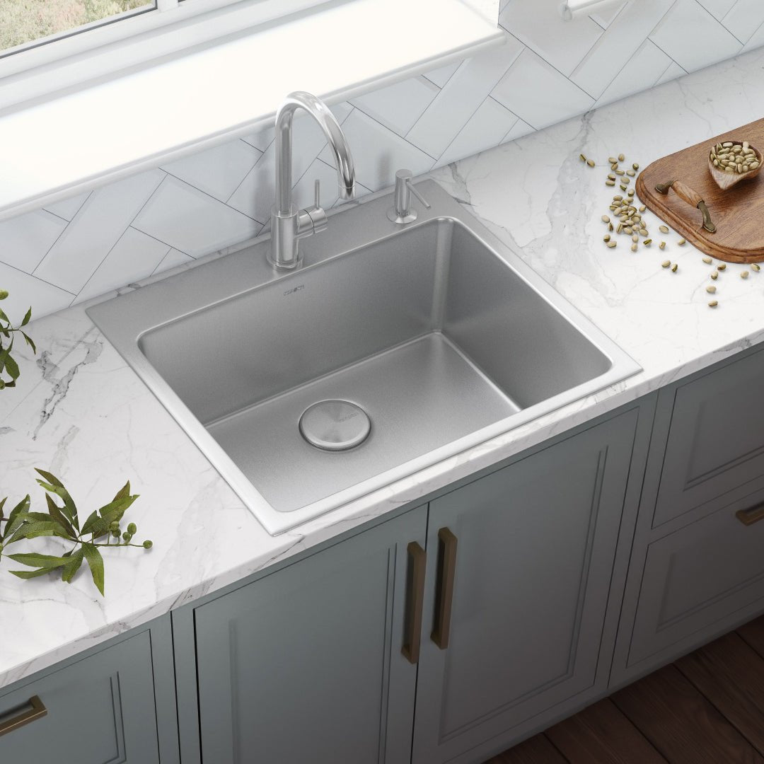 23 x 20 inch Drop-in Topmount Kitchen Sink 16 Gauge Stainless Steel Single Bowl