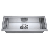 23" x 8" Bar Prep Sink Narrow Trough Undermount 16 Gauge Stainless Steel Single Bowl