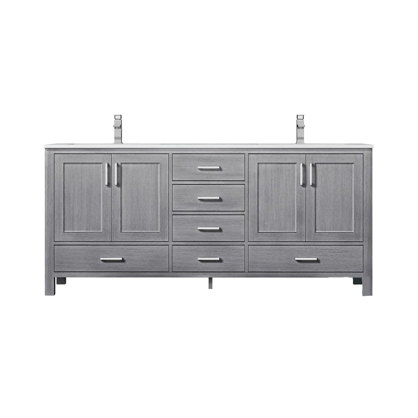 Jacques 84 in. Bathroom Freestanding Bathroom Vanity With Undermount Ceramic Sink, White Carrara Marble