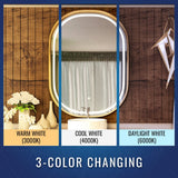 24 in. X 36 in. LED Lighted Bathroom Mirror with Gold Frame, Touch Sensor Switch and CCT Remembrance, CRI 90+, Evo Style