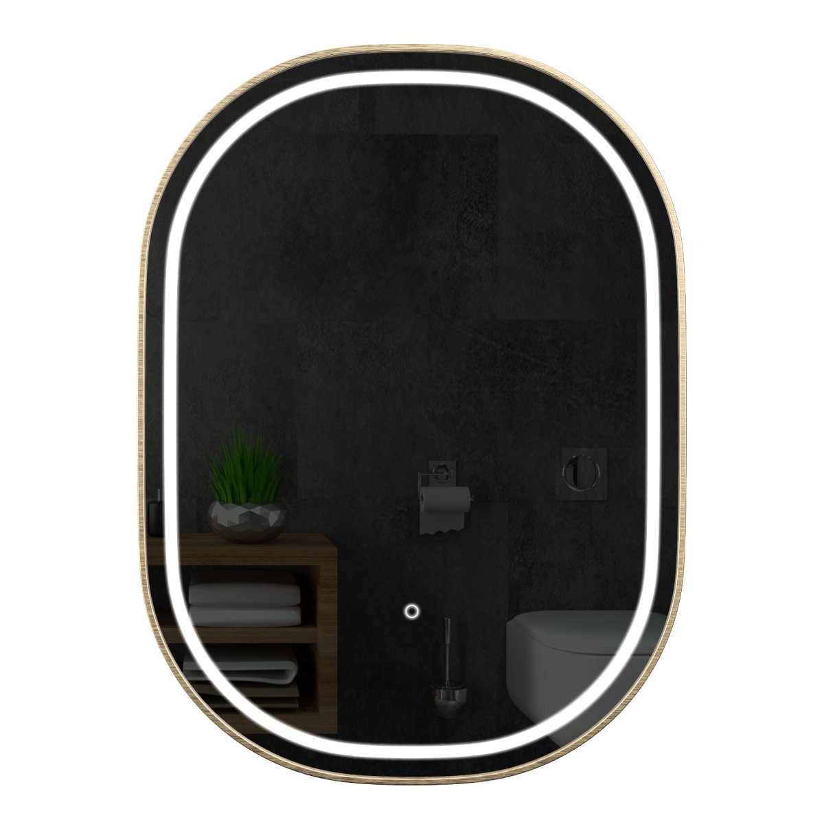 24 in. X 36 in. LED Lighted Bathroom Mirror with Gold Frame, Touch Sensor Switch and CCT Remembrance, CRI 90+, Evo Style