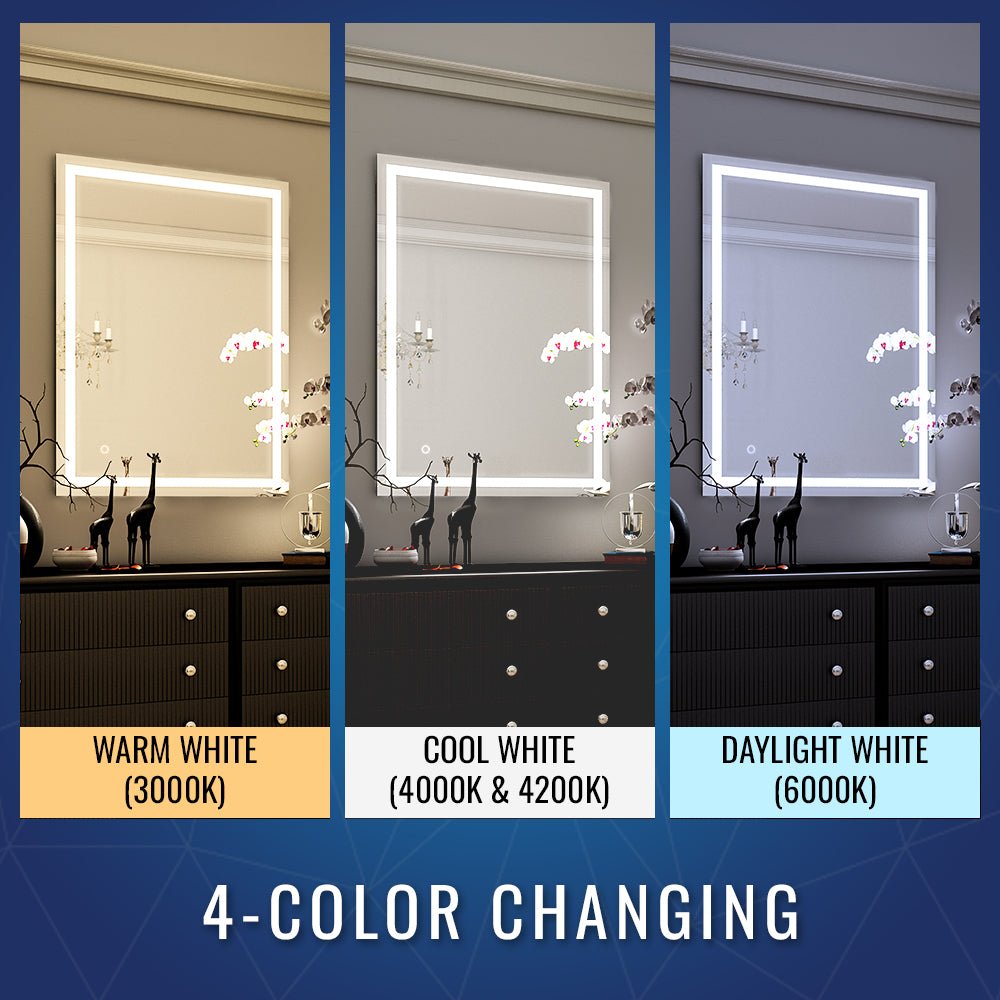 24 in. X 36 in. LED Lighted Bathroom Vanity Mirror, Adjustable Color Temperature & Remembrance, Touch Button, CRI 90+, Anti-Fog, Inner Window Style