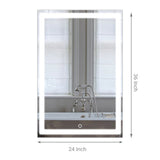 24 in. X 36 in. LED Lighted Bathroom Vanity Mirror, Adjustable Color Temperature & Remembrance, Touch Button, CRI 90+, Anti-Fog, Inner Window Style