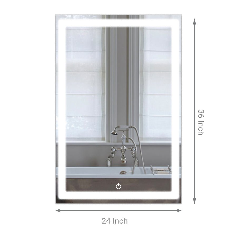 24 in. X 36 in. LED Lighted Bathroom Vanity Mirror, Adjustable Color Temperature & Remembrance, Touch Button, CRI 90+, Anti-Fog, Inner Window Style