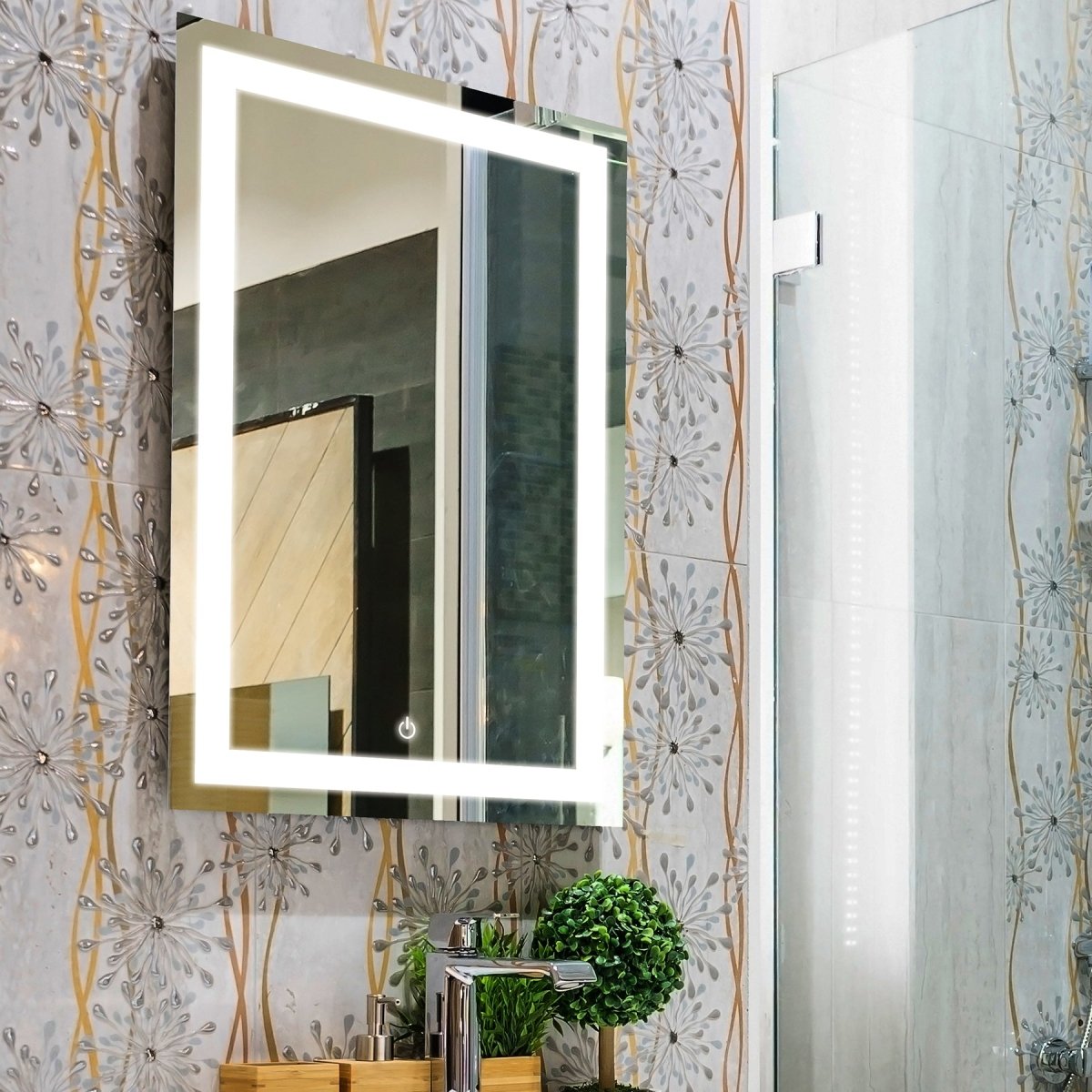 24 in. X 36 in. LED Lighted Bathroom Vanity Mirror, Adjustable Color Temperature & Remembrance, Touch Button, CRI 90+, Anti-Fog, Inner Window Style