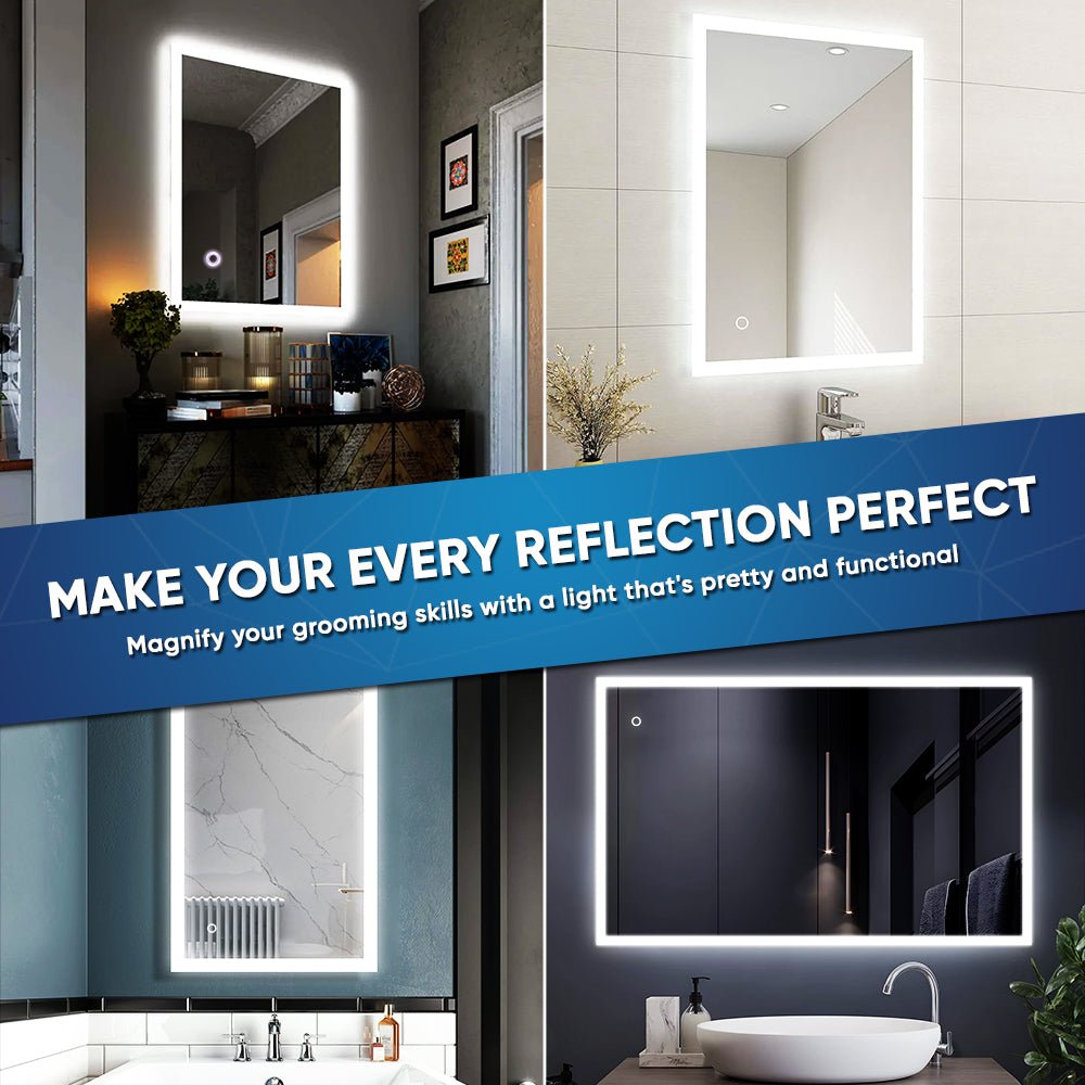 24 in. x 36 in. LED Lighted Bathroom Vanity Mirror, On/Off Touch Switch, CRI 90+, CCT Changeable With Remembrance, Anti-Fog Mirror, Wall Mounted Makeup Vanity Mirror, Window Style