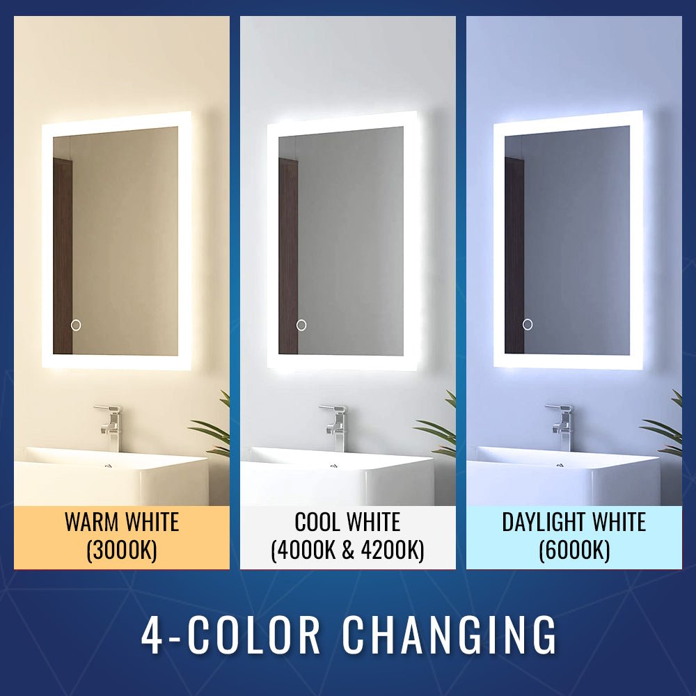 24 in. x 36 in. LED Lighted Bathroom Vanity Mirror, On/Off Touch Switch, CRI 90+, CCT Changeable With Remembrance, Anti-Fog Mirror, Wall Mounted Makeup Vanity Mirror, Window Style