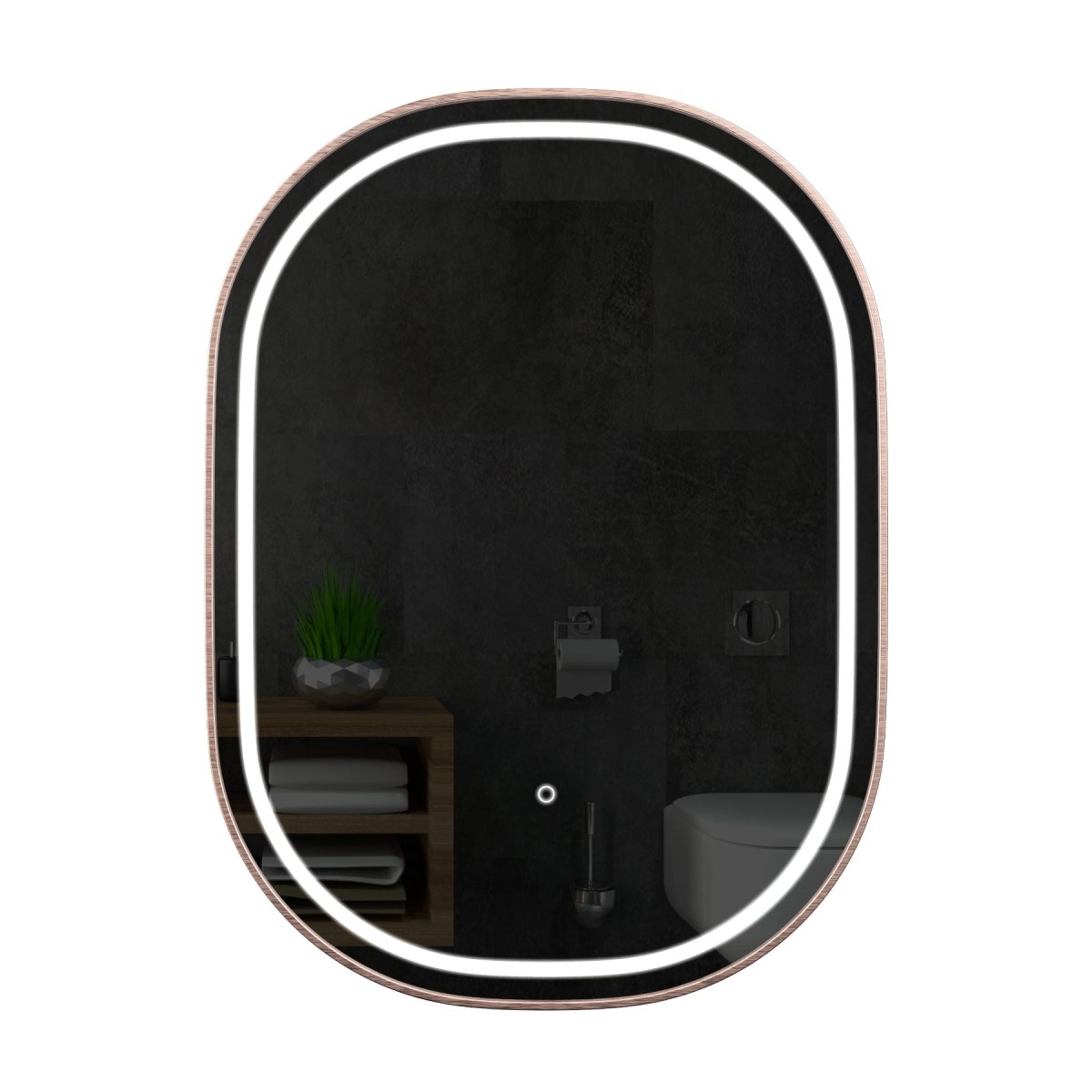 24 in. X 36 in. LED Lighted Bathroom Vanity Mirror with Rose Gold Frame, Anti-Fog, CRI 90+, Adjustable Color Temperature & Remembrance, Lighted Makeup Mirrors, Evo Style
