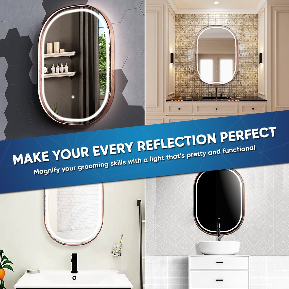 24 in. X 36 in. LED Lighted Bathroom Vanity Mirror with Rose Gold Frame, Anti-Fog, CRI 90+, Adjustable Color Temperature & Remembrance, Lighted Makeup Mirrors, Evo Style