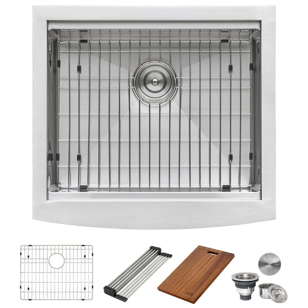 24-inch Apron-front Workstation Farmhouse Kitchen Sink 16 Gauge Stainless Steel Single Bowl