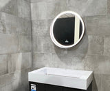 24 Inch Round LED Lighted Bathroom Vanity Mirror with Shelf, Touch Switch, Defogger and CCT Remembrance, CRI 90+, Raven Round Style