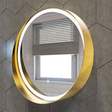 24 Inch Round LED Lighted Bathroom Vanity Mirror with Shelf, Touch Switch, Defogger and CCT Remembrance, CRI 90+, Raven Round Style