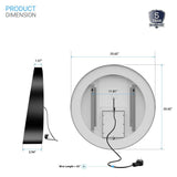 24 Inch Round LED Lighted Bathroom Vanity Mirror with Shelf, Touch Switch, Defogger and CCT Remembrance, CRI 90+, Raven Round Style